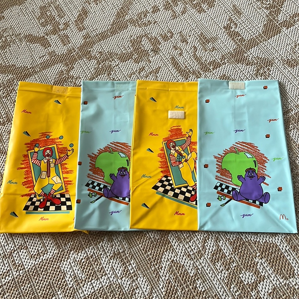 Vintage McDonald’s 1988 lunch bags Grimace and Rondald McDonald